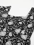 Black Pure Cotton Floral Printed A-Line Dress